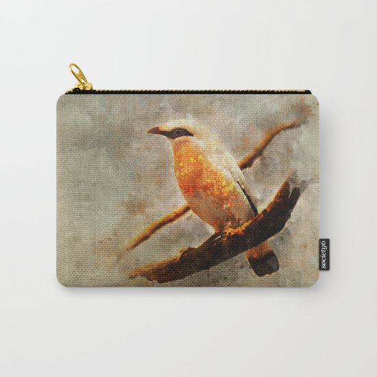 Orange and white bird on the branch Carry-All Pouch