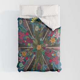 bohemian posy blue Comforter