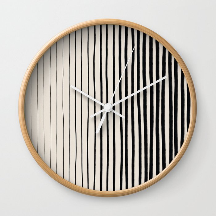 Black Vertical Lines Wall Clock