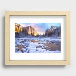 Winter Sunset In Yosemite Valley Recessed Framed Print