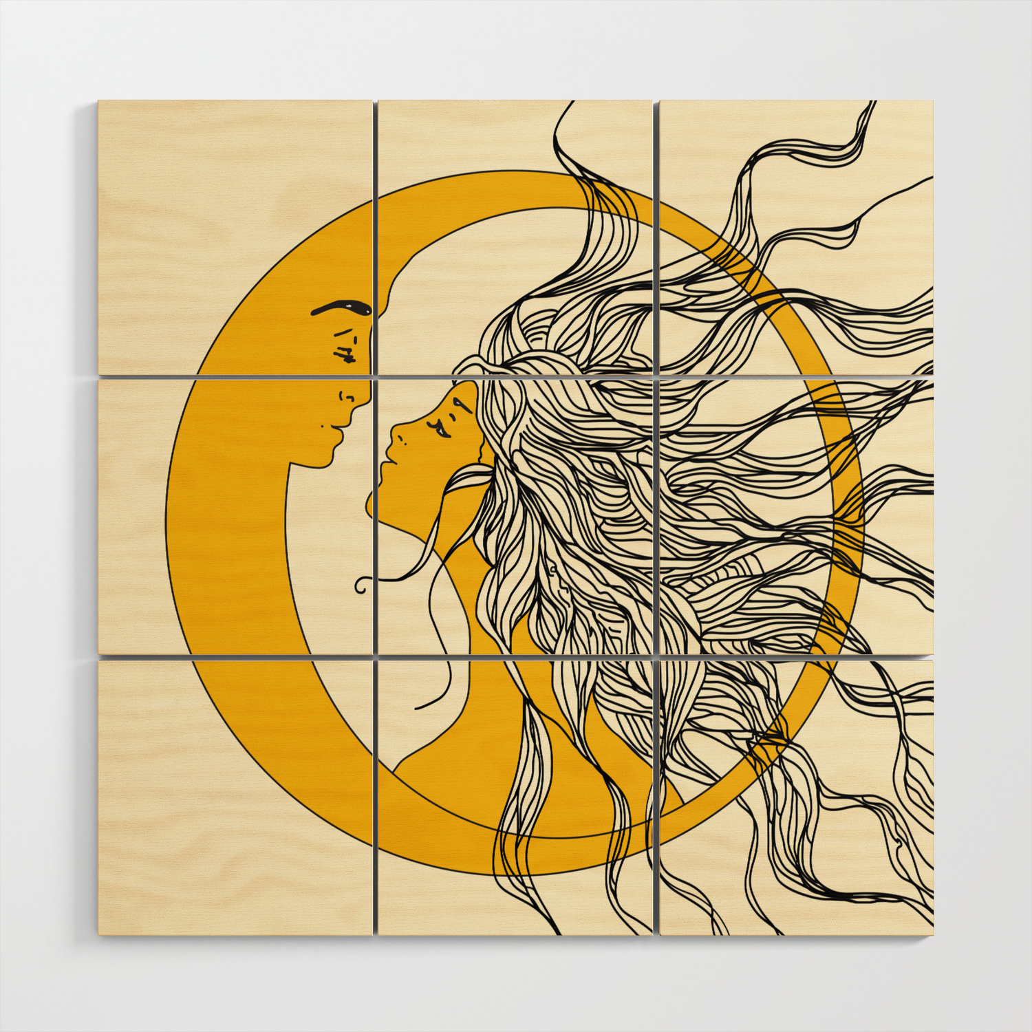 Sun And Moon Wood Wall Art By Nadja, Wooden Sun And Moon Wall Art