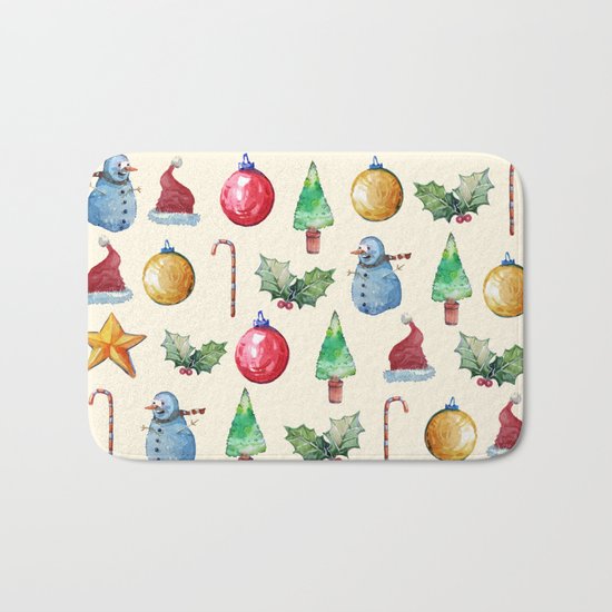 Christmas!! Pattern! (Holidays) Bath Mat