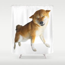 Lilly the Shiba Inu Smiling Airplane Ears Shower Curtain