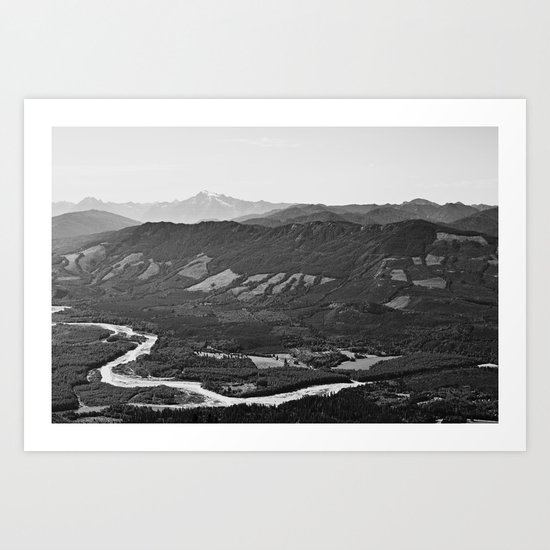 River in the Mountains B&W Art Print