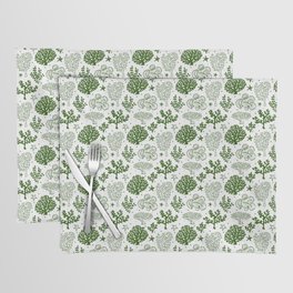 Green Coral Silhouette Pattern Placemat