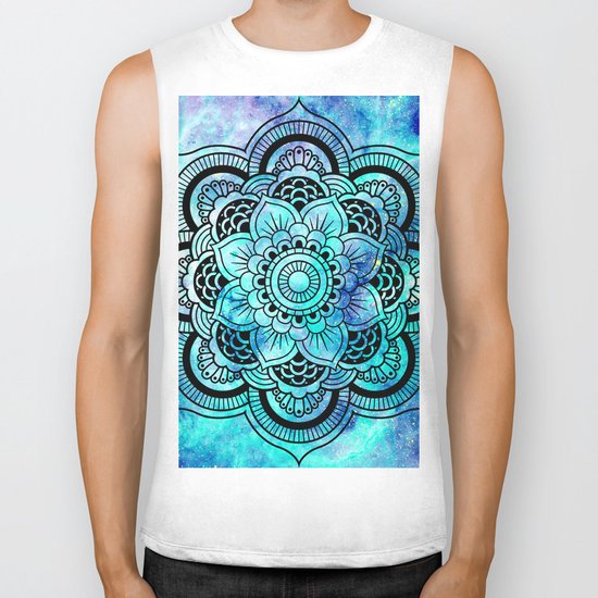 Galaxy Mandala Aqua Indigo Biker Tank