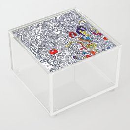 Pattern Doddle Hand Drawn  Black and White Colors Street Art Acrylic Box