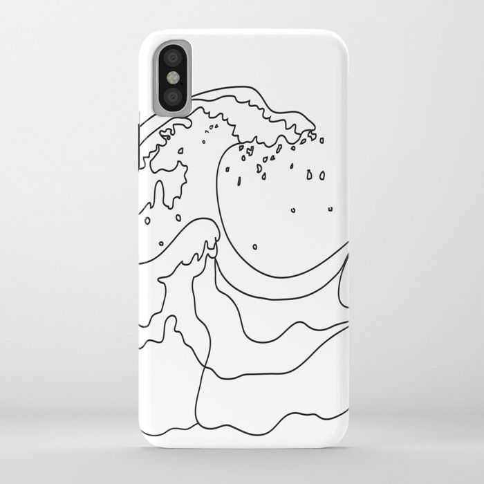 Minimal Line Art Ocean Waves iPhone Case