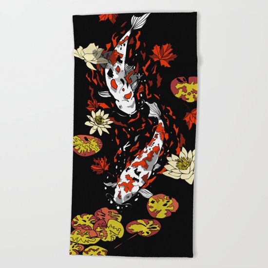 FALLING FISHES Beach Towel