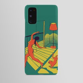 Dancing with the cat | Moody sunset light and shadows Aesthetic Green room Naked dance Femme Fatale  Android Case