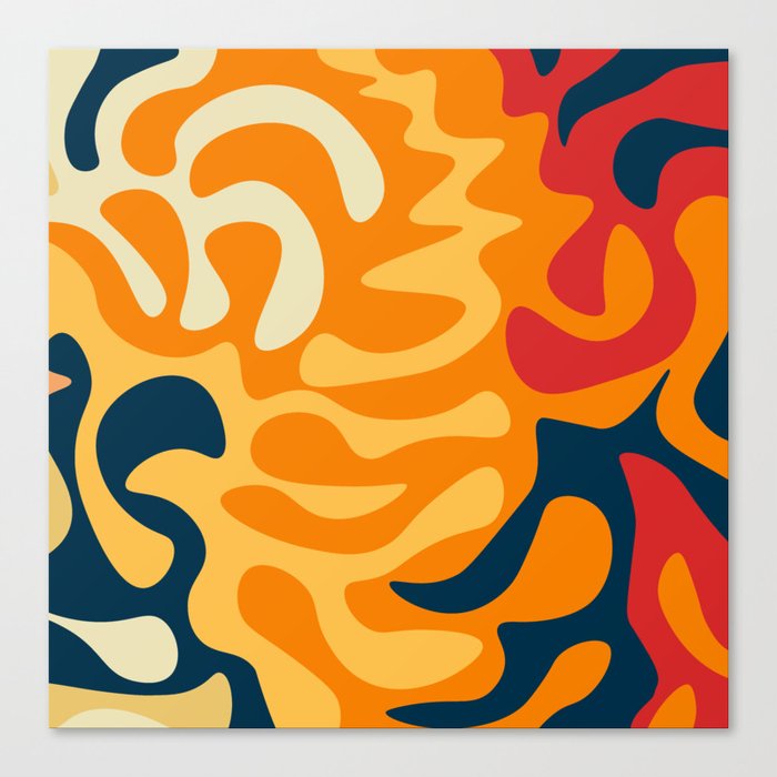 Abstract Mid century Modern Shapes pattern - Retro Color Canvas Print