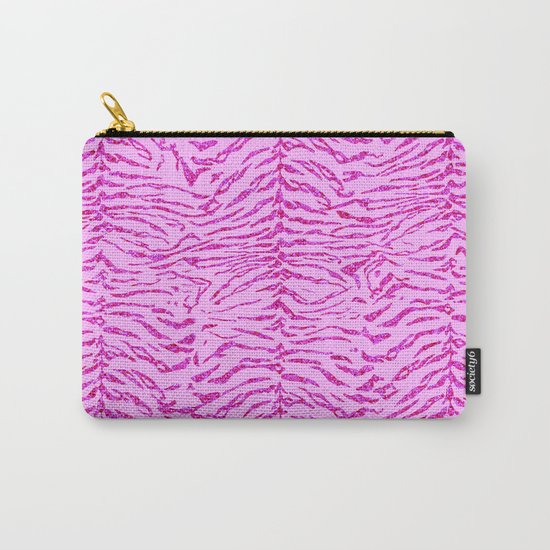 Light Pink Glitter Tiger Print Carry-All Pouch