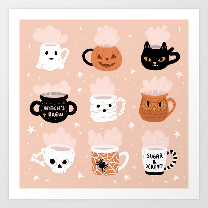 Spooky Mugs Art Print