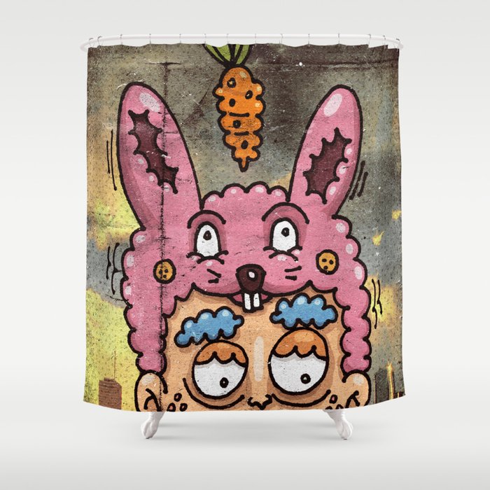 Happy Rabbit Shower Curtain