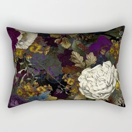 Dutch Vintage Midnight Flower Garden  Rectangular Pillow
