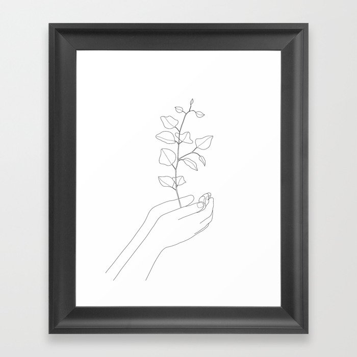 Minimal Hand Holding the Branch II Framed Art Print