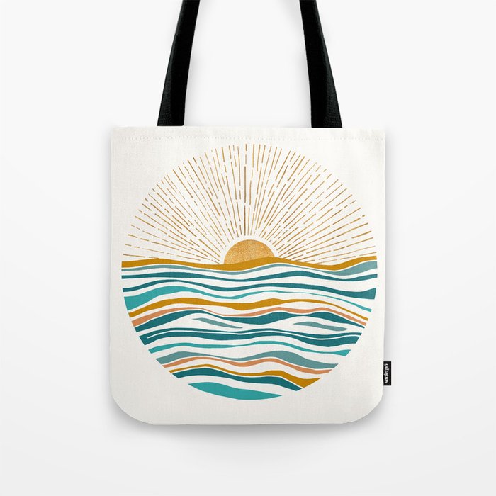 The Sun and The Sea - Gold and Teal Tote Bag
