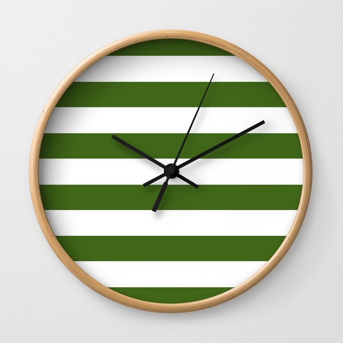Simply Stripes in Jungle Green Wall Clock
