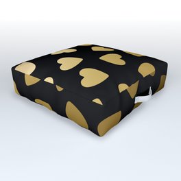 Golden Hearts Pattern Outdoor Floor Cushion