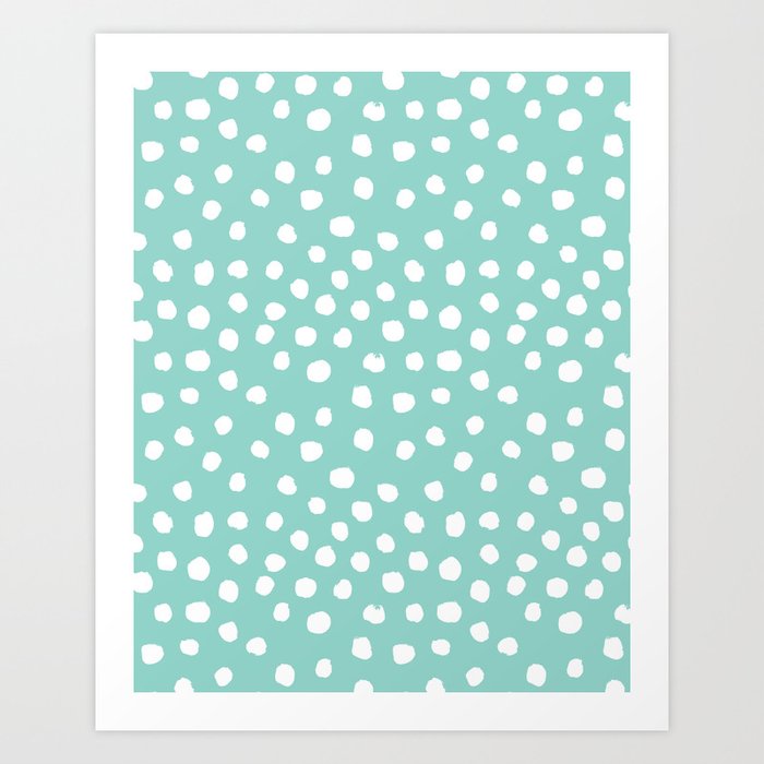 Minty mini painted dots polka dots mint pastel dotty trendy gender neutral must have dorm college  Art Print
