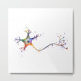 Neuron Art Brain Cell Biology Art Watercolor Neurology Medical Science Art Biology Gift Metal Print