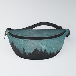 Turquoise Night Sky Trees Silhouette Night Sky Landscape Photography Stars Sky Fanny Pack