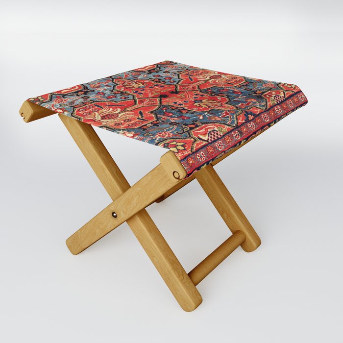 Kashan Poshti Central Persian Rug Print Folding Stool