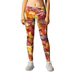 Red Hot Pepper Chili Flakes, Spicy Food Photograph Pattern Leggings