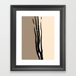 Abstract Line Art Black Beige Brown Framed Art Print