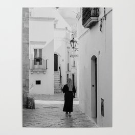 The nun in Puglia, Europe | fine art street photography | Wanderlust in the Italian street Art Print Poster