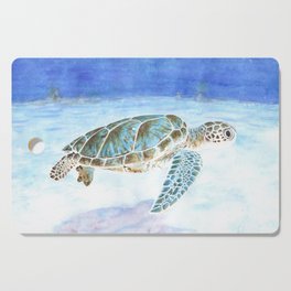 Sea turtle underwater Cutting Board
