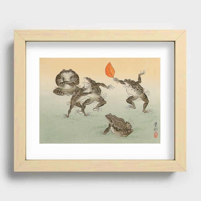 Frog Sumo - Ohara Koson Recessed Framed Print
