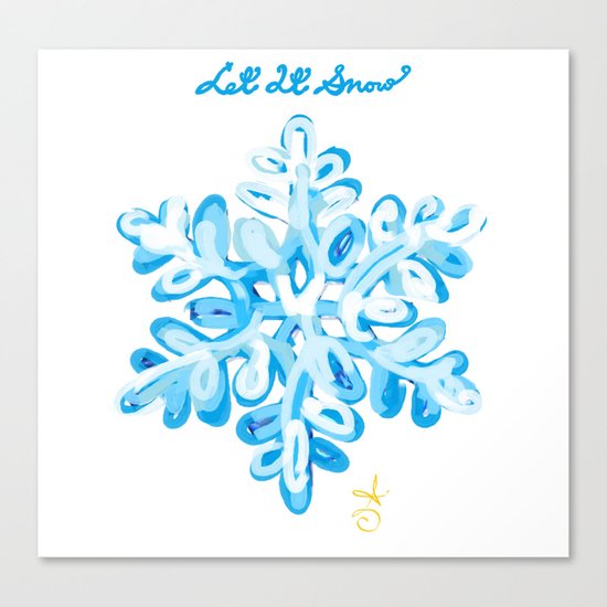 Let It Snow Snowflake Painting Canvas Print