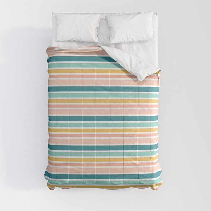 Summer Vibes Colorful Stripes Comforter