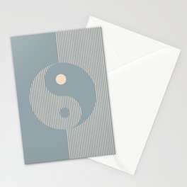 Geometric Lines Ying and Yang XV in Light Blue Grey Beige Stationery Card
