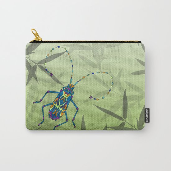 Insect Bamboo leaves Green Unique Pattern Carry-All Pouch