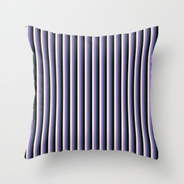 [ Thumbnail: Purple, Dark Slate Gray, Black & Beige Colored Lined/Striped Pattern Throw Pillow ]