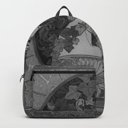 Alphonse Mucha Ivy (1860 – 1939), black, white  Backpack