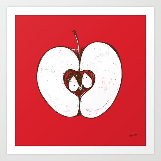 Adam & Eve. Another story of apple. Art Print