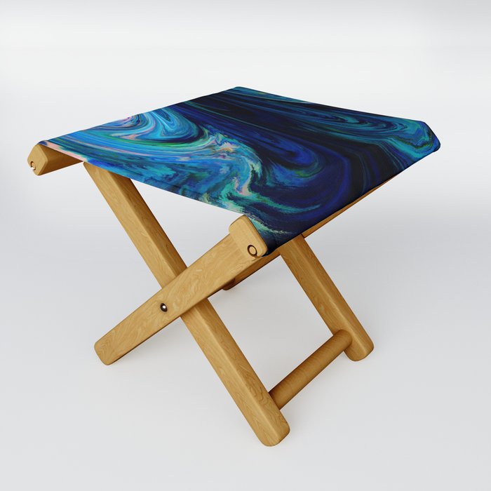 Melancholic Blue Diffraction Pattern Folding Stool