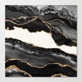 In the Mood Black and Gold Agate Canvas Print