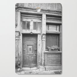 Black and white vintage wooden door art print - old french frontdoor - street and travel photography Cutting Board
