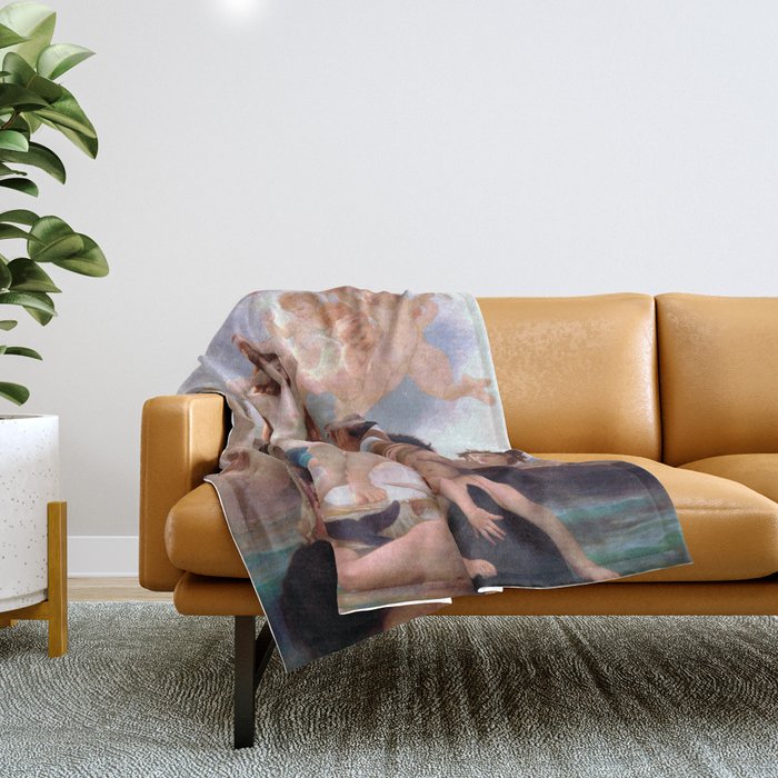 The Birth of Venus by William Adolphe Bouguereau Throw Blanket