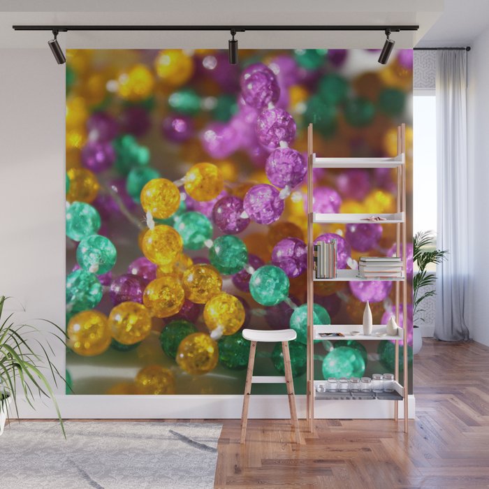Neon Purple Yellow Green Colorful Colors Beads Wall Mural By