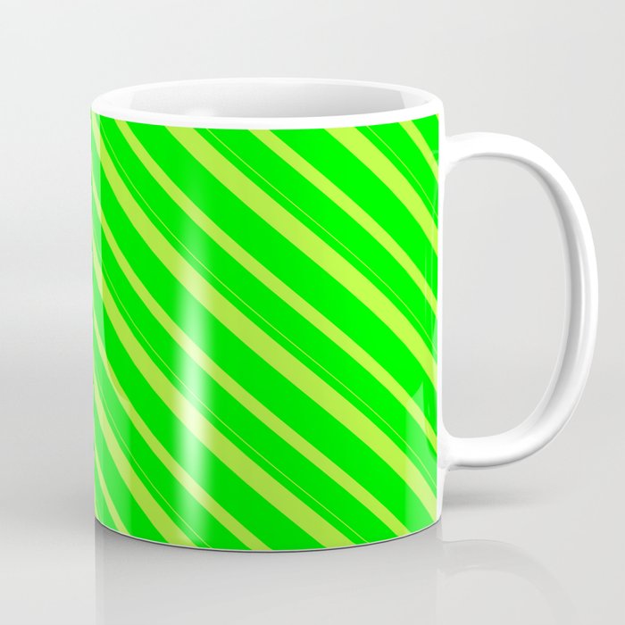 Lime and Light Green Colored Lines/Stripes Pattern Coffee Mug
