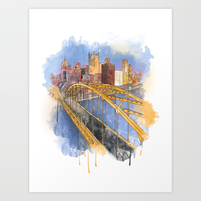 Pittsburgh Fort Pitt and Downtown Art Print