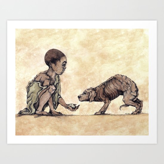 Boy and Puppy Art Print