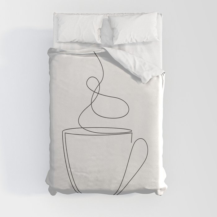 coffee or tea cup - line art Duvet Cover