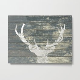 Rustic White Deer Silhouette Teal Wood A311 Metal Print | Green, Teal, Deer, Countrydecor, Giftforhim, Whitedeer, White, Color, Digital, Woodslates 