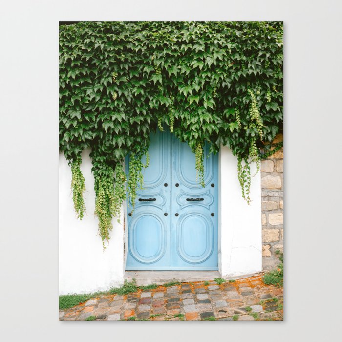 The blue door of Montmartre | Paris france front door travel photography Canvas Print